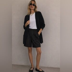 Halogen Black 100% Cashmere Dolman Sleeve Open Front Cardigan One Size